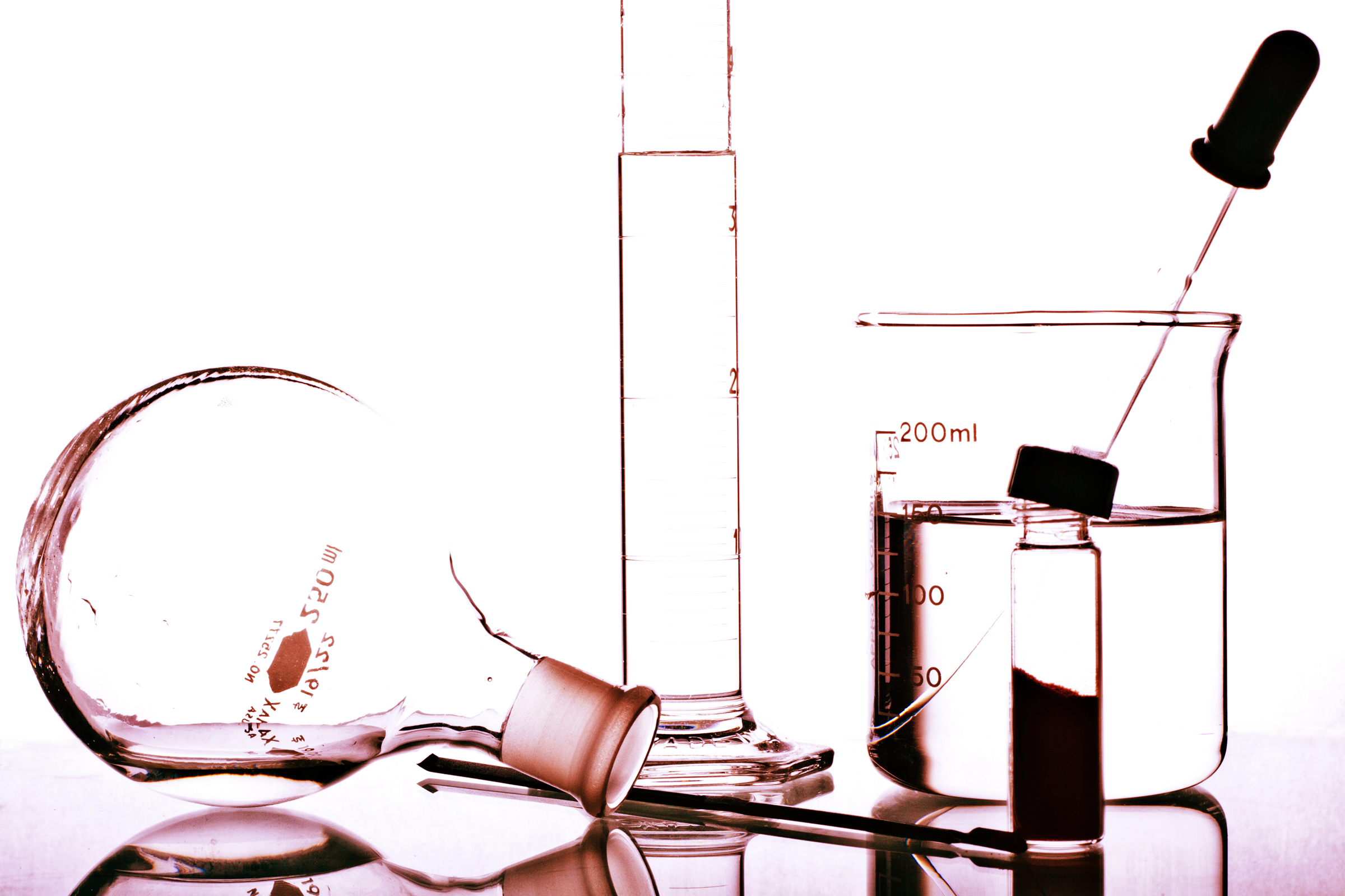 glassware from a laboratory bench.
